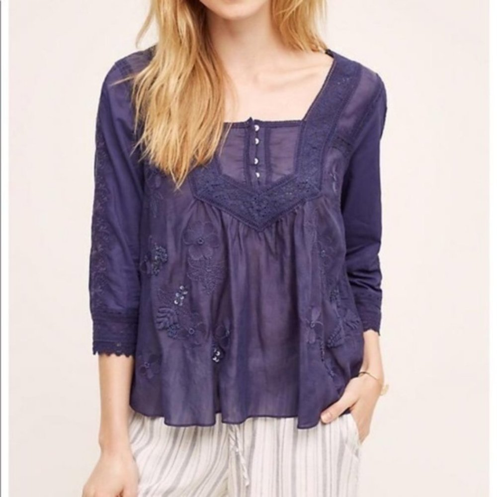 Collaged Lace Top Vanessa Virginia Anthropologie – Size US 14